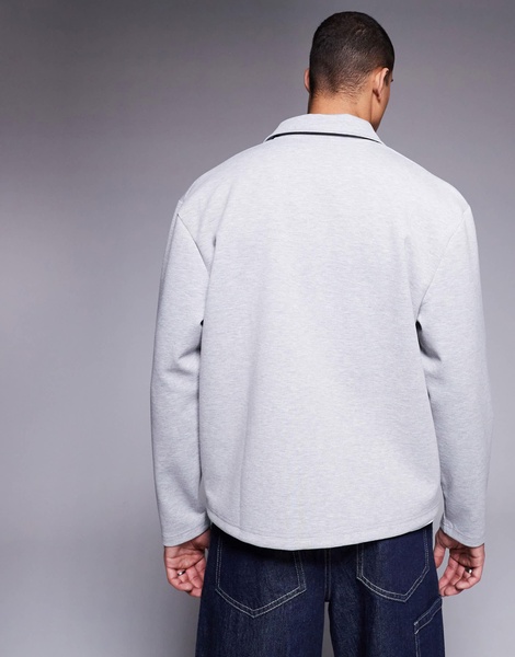 ASOS DESIGN oversized scuba shacket in heather gray
