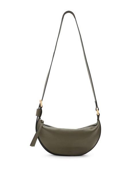 AllSaints leather half moon crossbody bag in military green