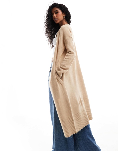 Brave Soul longline cardigan in sand
