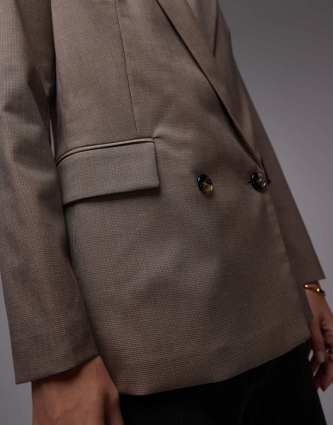 Mango oversized plaid blazer in brown