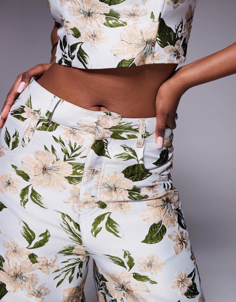 ASOS LUXE jacquard barrel leg pants in floral - part of a set
