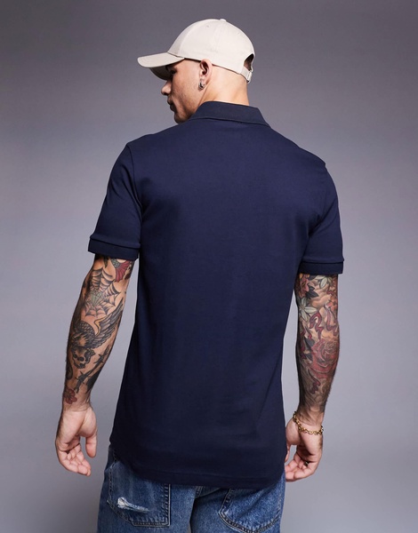 BOSS Orange Passenger tonal logo pique polo slim fit in navy