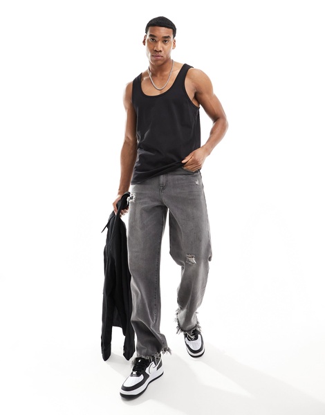ASOS DESIGN tank top in black with celestial back print