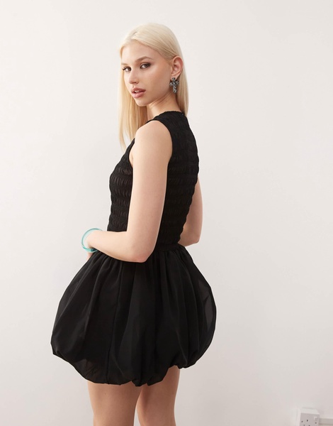 Amy Lynn Eleanor sleeveless puffball mini dress in black