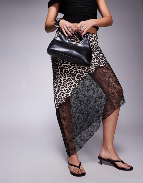 River Island ring handle clutch bag in black