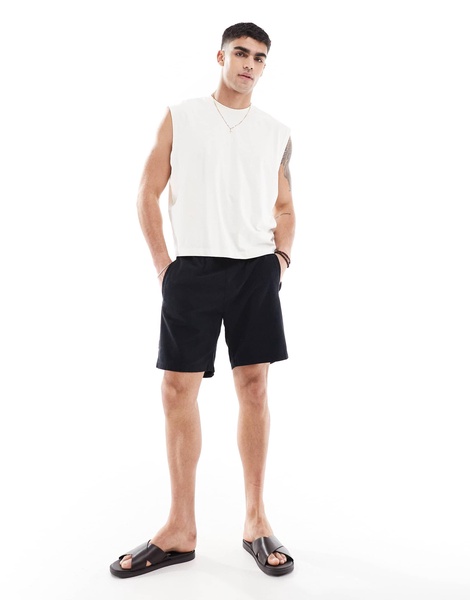 ASOS DESIGN boxy oversized tank top with back city graphic in off white