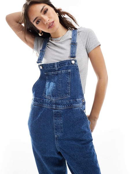 ASOS DESIGN classic denim overalls in indigo wash