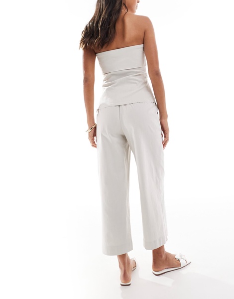 ONLY high waisted cropped tailored pants in stone - part of a set
