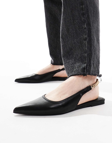 ASOS DESIGN Wide Fit Link ballet flats in black