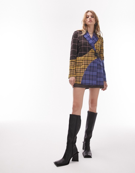 Topshop longline blazer in check mix - part of a set
