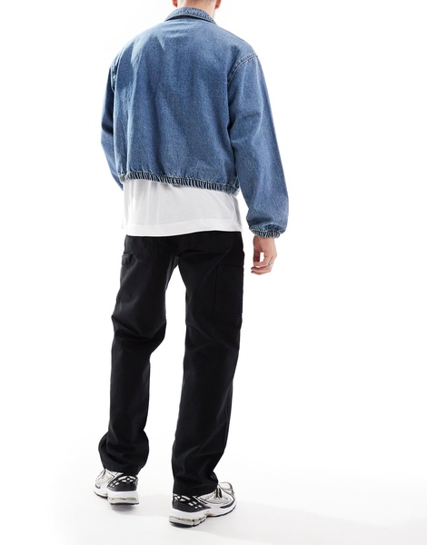 Jack & Jones wide fit carpenter pants in black
