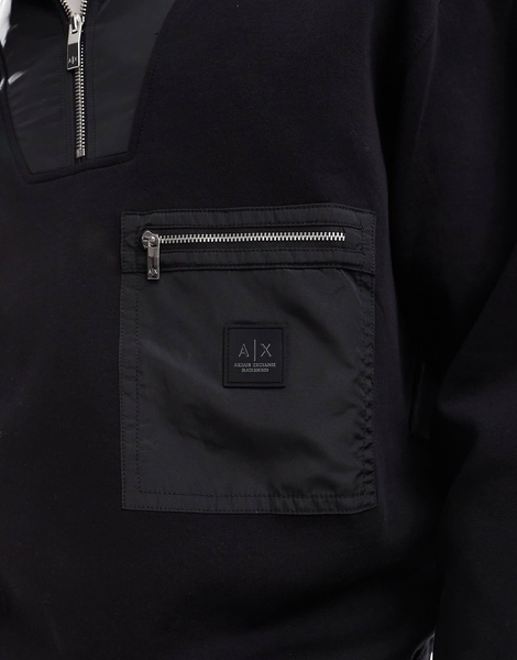 Armani Exchange half zip sweatshirt in black with zip pocket detailing - part of a set