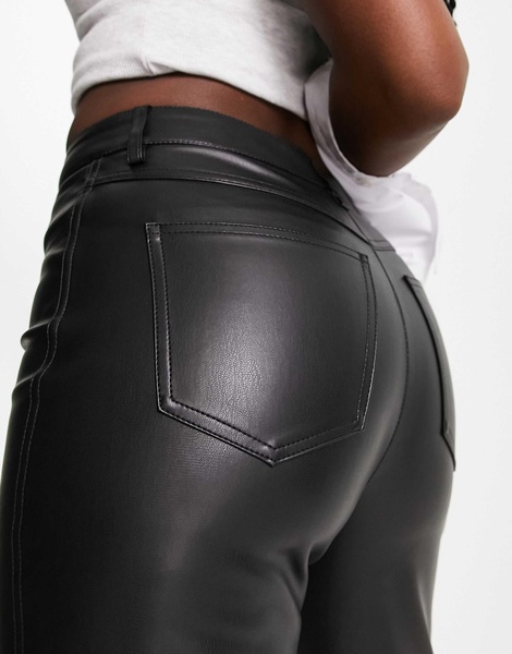 Mango faux leather kick flare pants in black