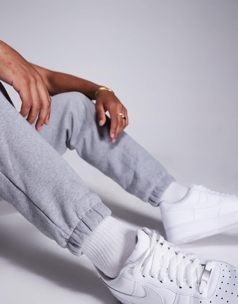 ASOS DESIGN premium heavyweight tapered joggers 400gsm in heather gray