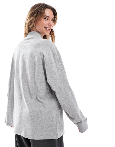 ASOS DESIGN long sleeve t-shirt with high neck in gray heather