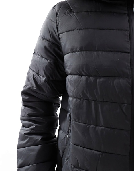 Bershka lightweight hooded puffer in black