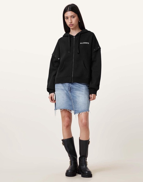 AllSaints Amphie patch hoodie in black
