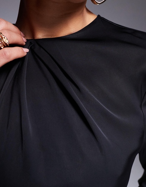 ASOS DESIGN long sleeve satin top in black - part of a set