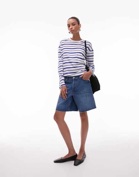 ARKET jersey long sleeve t-shirt in blue stripes