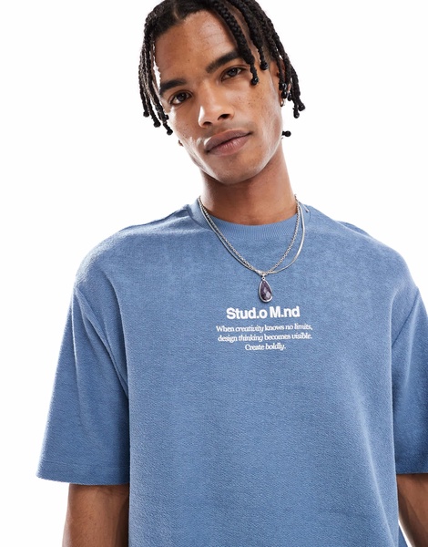 Bershka concept back printed t-shirt in light gray