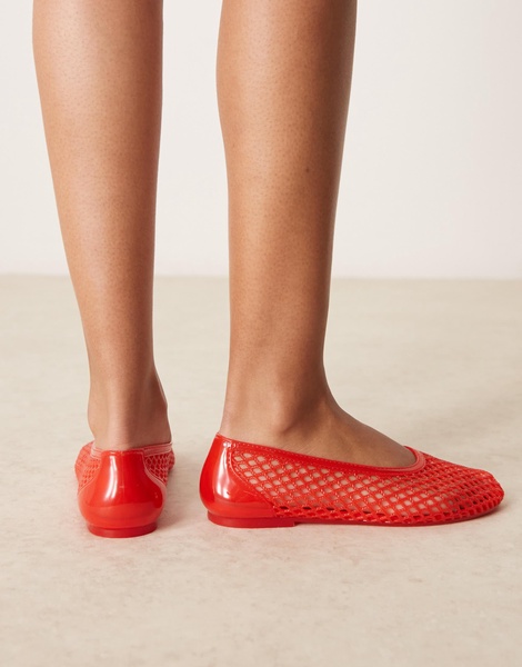 ASOS DESIGN Lattitude jelly weave ballet flats in red