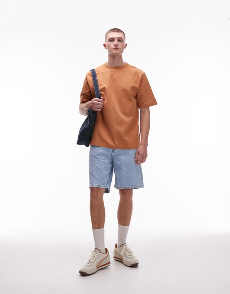 ARKET heavyweight jersey oversized t-shirt in orange