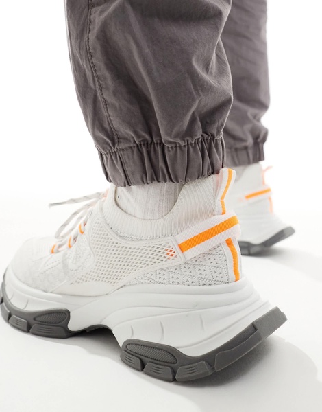 ASOS DESIGN chunky knit sneakers in white and orange