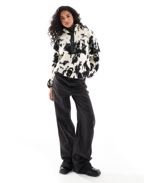 ONLY button down borg fleece in cow print