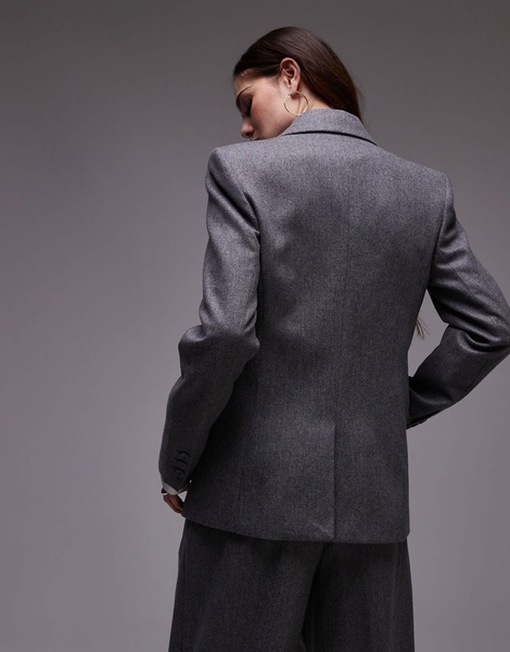 Mango brushed wool touch blazer in gray pinstripe - part of a set