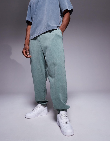 ASOS DESIGN oversized sweatpants in washed green - part of a set