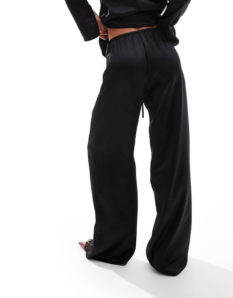 Stradivarius satin pull-on pants in black - part of a set