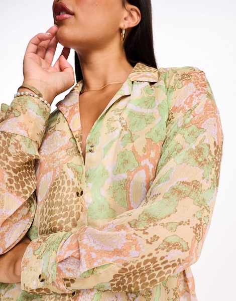 Vero Moda beach shirt in pastel snake print - part of a set