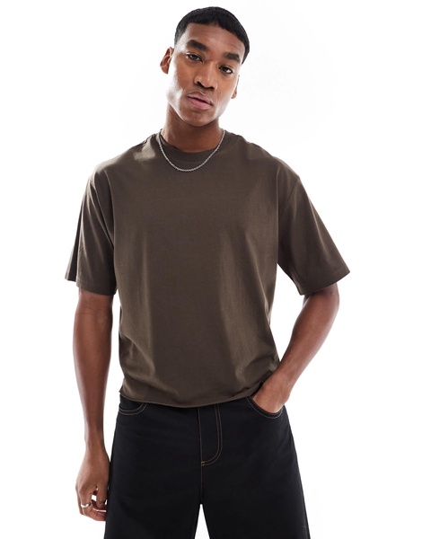 Bershka boxy t-shirt in brown