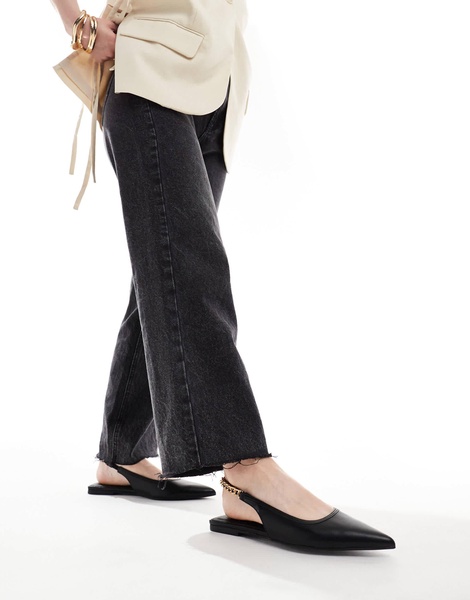 ASOS DESIGN Wide Fit Link ballet flats in black