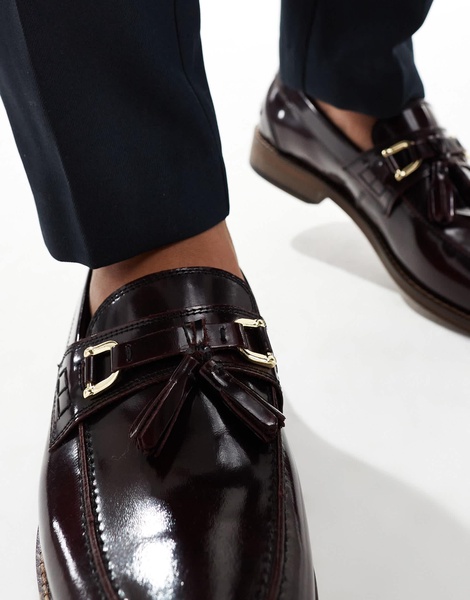 ASOS DESIGN loafers in burgundy leather with tassel
