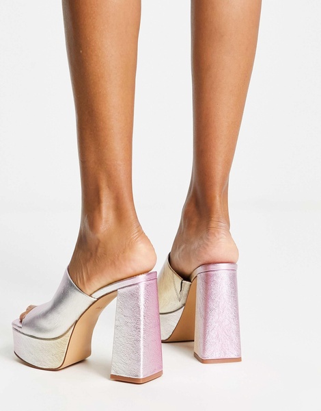 ALDO Cassey platform mules in iridescent leather