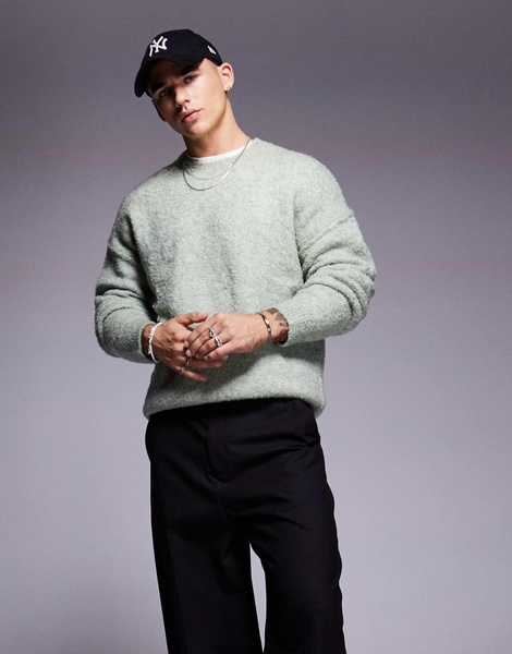 ASOS DESIGN relaxed knit textured sweater in sage green