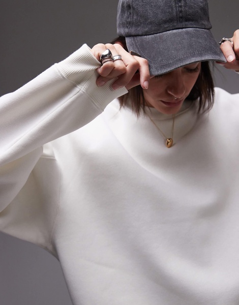 Topshop premium seam detail sweatshirt in ecru - part of a set