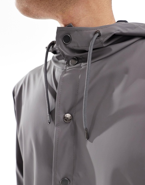 Rains 12010 waterproof short hooded jacket in gray