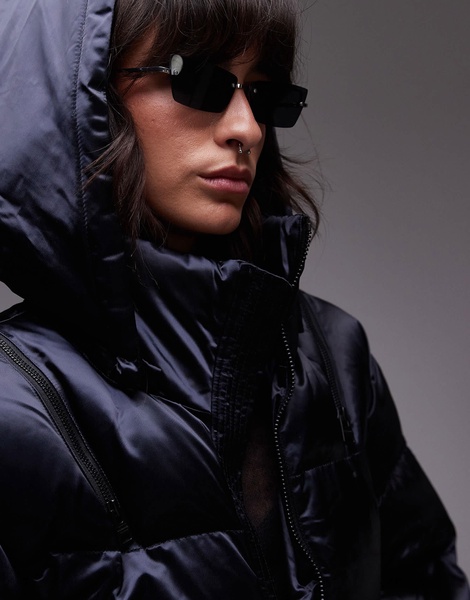 AllSaints Chelsea hooded puffer jacket in black