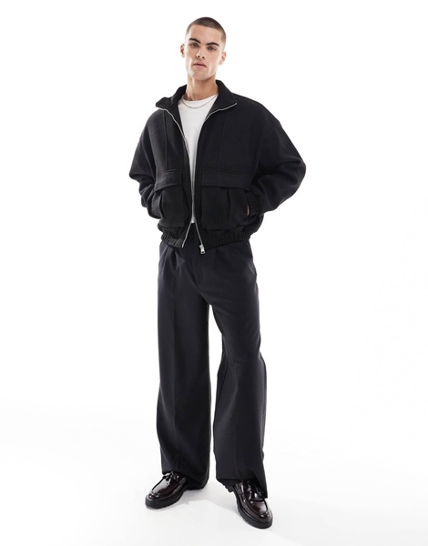 Bershka harrington tailored jacket in black