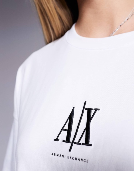 Armani Exchange central logo oversized T-shirt in white