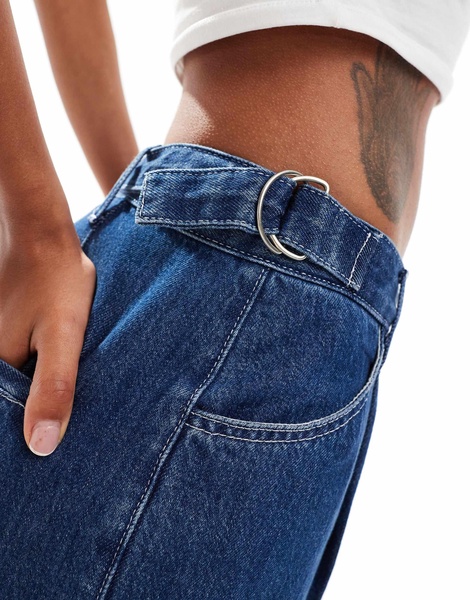 ASOS DESIGN side cinch jeans in indigo