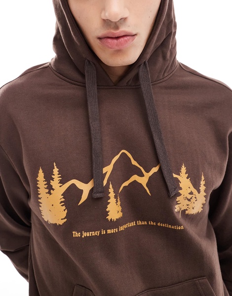 Another Influence les monts slogan hoodie in brown