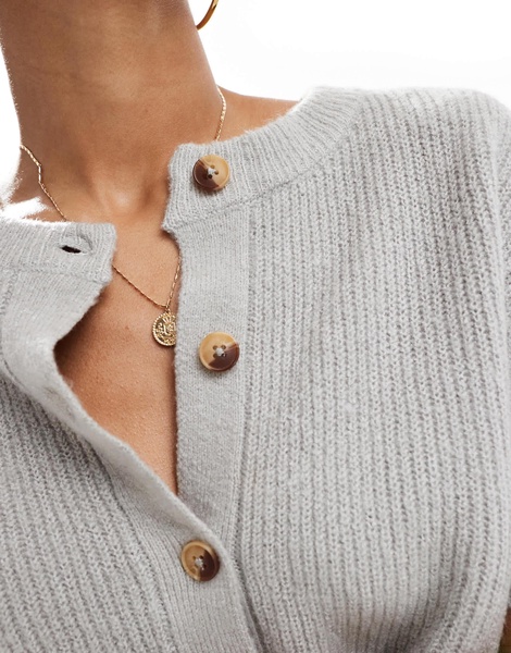 Brave Soul short sleeve cardigan in gray