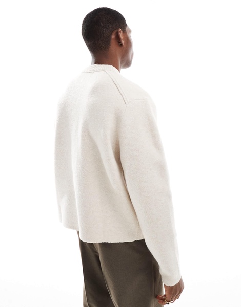 Bershka knitted boxy fit sweater in ecru