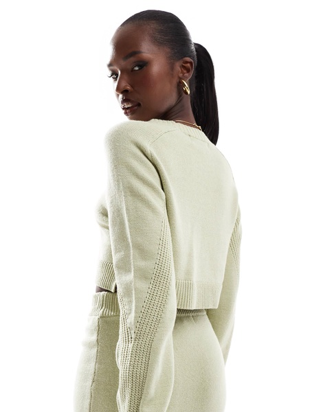 Aria Cove knit rib sweater in sage green - part of a set