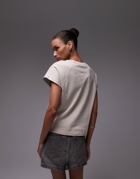 Mango cap sleeve premium t-shirt in beige