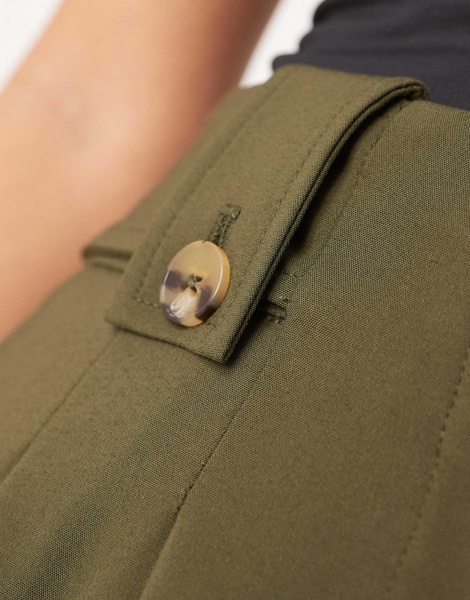 ASOS DESIGN Petite cropped adjustable tab waist pants in olive