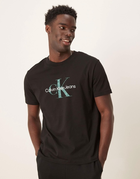 Calvin Klein Jeans large logo t-shirt in black and red